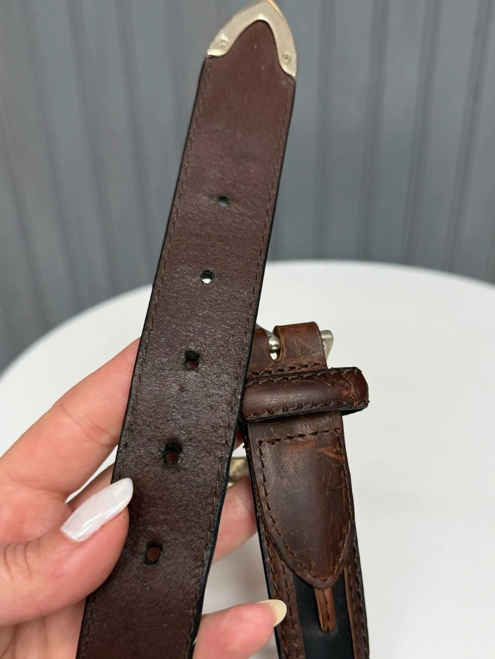 Vintage Genuine Leather Black & Brown Casual Belt Men’s Size 44 Soft Leather